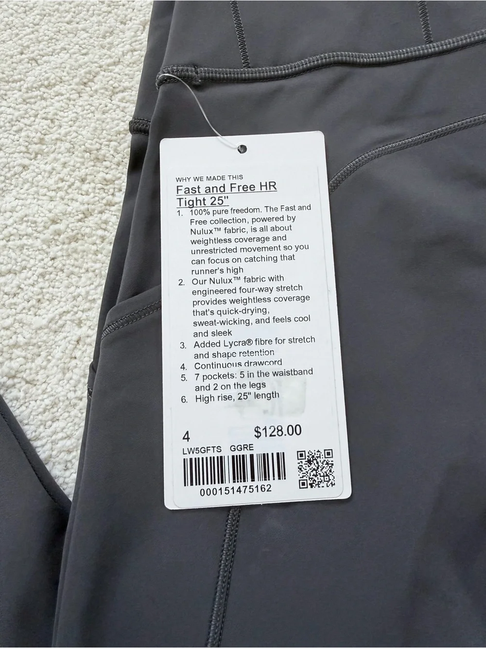 NWT Lululemon Fast and Free High Rise Tight 25